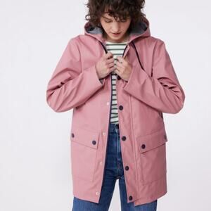 Petit Bateau Iconic Raincoat in Pink Hooded and waterproof Size XS